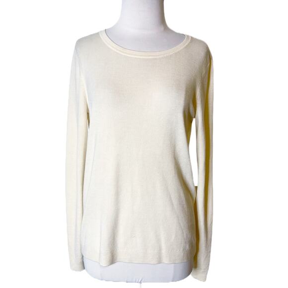 NWOT Diane Von Furstenberg cream wool silk sweater open cross back sz S - Picture 3 of 9
